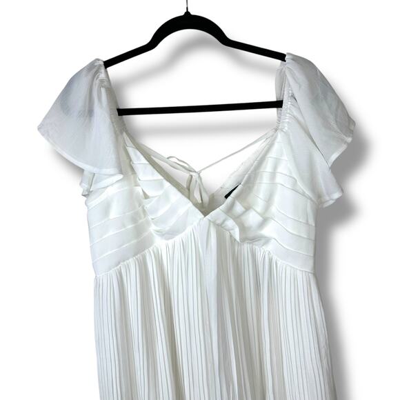 Lulus NWT Amalfi Coast White Pleated Flutter Sleeve Empire A-Line Mini Dress - Picture 6 of 11